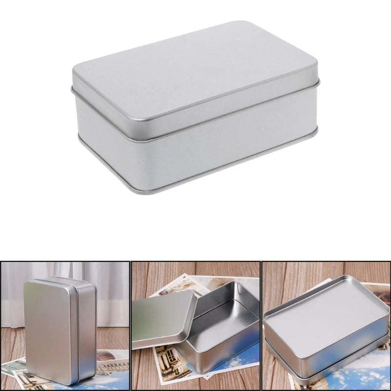 Small Metal Tin Silver Storage Box Case Organizer For Money Coin Candy Key
