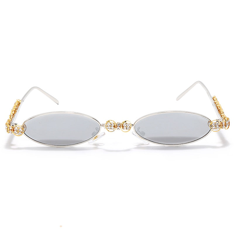 Round Rhinestone Sunglasses Women 2020 Fashion Steampunk Diamond Sunglasses Crystal Vintage Shades Eyeglasses Sunglasses Oval
