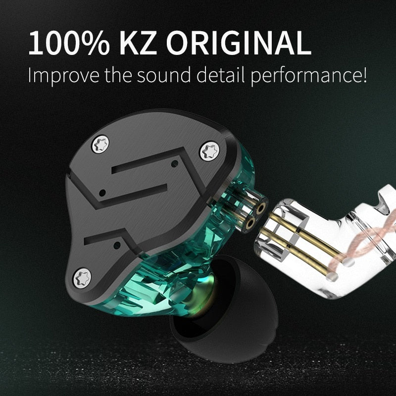 KZ ZSN Earphones 1DD+1BA Hybrid In Ear Monitor Noise Cancelling HiFi Music Earbuds Sports Stereo Bass Headset With Microphone