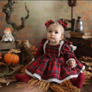 1-6Y Christmas Girls Red Dress Toddler Baby Kid Girls Lace Ruffles Tutu Party Dress Plaid Xmas Costumes Children Clothes