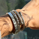 3pcs/Set Hot Men Titanium Steel Roman Numeral Bracelet Horseshoe Buckle Bangles Pulseira Bileklik Luxury Handmade Jewelry