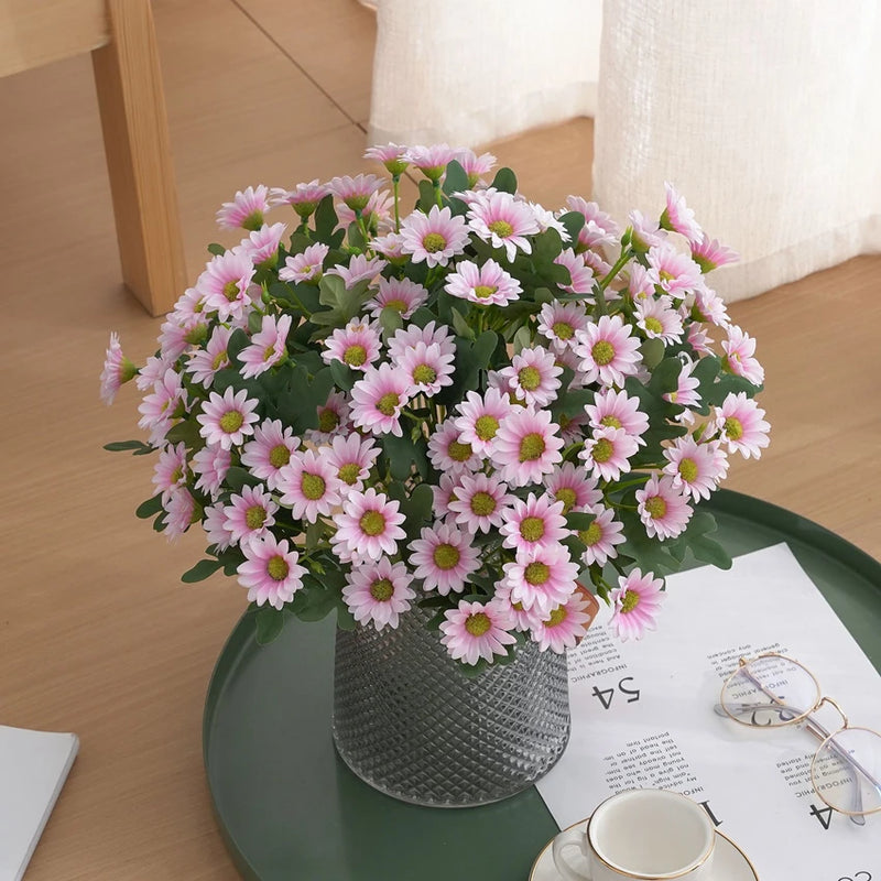 Autumn Beautiful Silk Daisy Bouquet Christmas Decorations Vase for Home Wedding Decorative Household Products Artificial Flowers