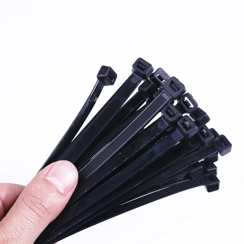 250pcs/500Pcs/bag 150,200,250,300,350,400,450,500 mm Length 5mm Width Self-Locking BlACK Nylon Wire Cable Zip Ties Cable Ties