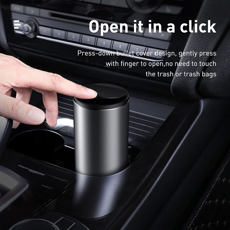 Baseus Car Trash Bin Can Mini Auto Dust Organizer Car Interior Rubbish Bag Garbage Container Storage Box Bucket Auto Accessories