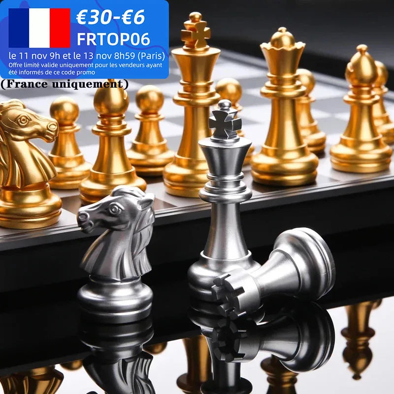 New 36cm*36cm Magnetic Metal Folding Chess Set Felted Game Board Interior Storage Adult Kids Gift Family Game Chess Board