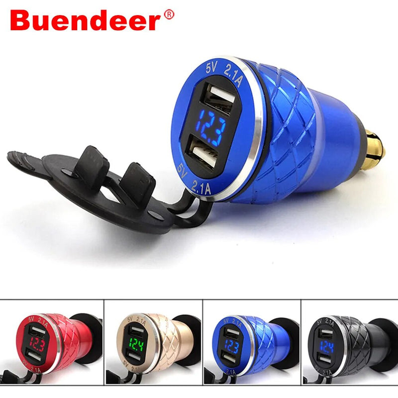 Buendeer For BMW R1200GSA R1200GS Hella DIN Plug Aluminum Dual USB Port Charge Mobile Phone Motorcycle Cigarette Lighter Adapter