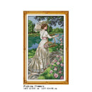Garden picking the flower and smelling flower girl series count and stamping cross stitch 14CT11CT embroidery kit needlework kit