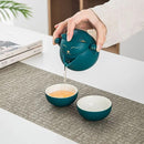 LUWU Ceramic Teapot with 2 Cups Cute Cat Portable Travel Tea Sets