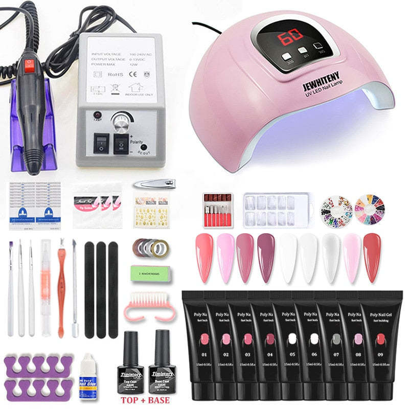 Nail Set 114W/54W UV LED Nail Lamp Dryer 20000RPM Machine Polish Nail Drill And Nail Extension Crystal Paste Nail Art Kit