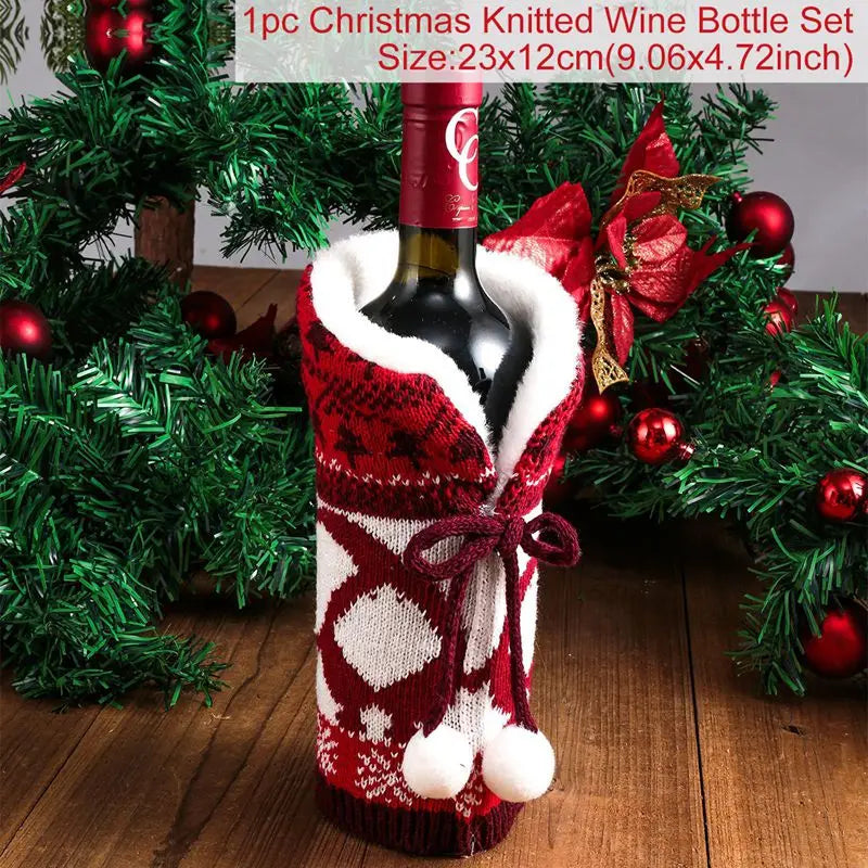 Christmas Wine Bottle Cover Merry Christmas Decorations For Home Christmas Ornament Xmas Table Decor New Year 2025 Navidad Gift