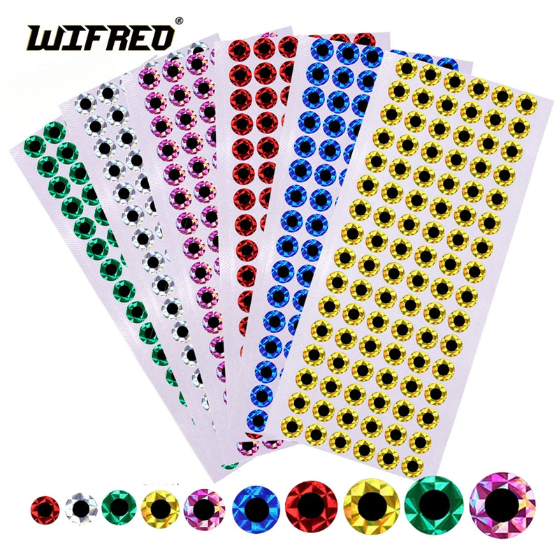 WIFREO 100pcs Flat Fishing Lure Eyes 2D Artificial Fish Eyes Sticker for Slow Jigging Metal Jig Lure 3mm-12mm Fly Tying Material