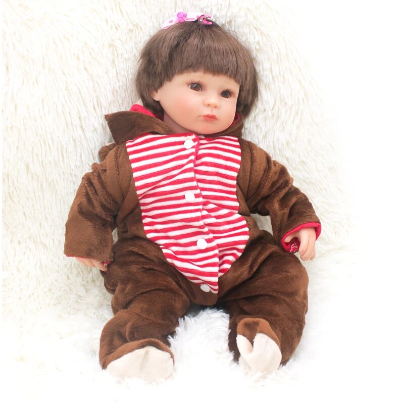 16 Inch Reborn Doll Baby Toy Dolls Monkey Jumpsuits Clothes Body Realistic Bebe Kids Birthday Christmas Gifts Children's Toys