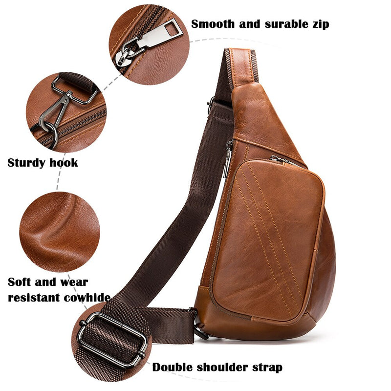 WESTAL Men's Shoulder Bag Men's Genuine Leather Chest Pack Man Sling Messenger Bags Belt Small Crossbody Bags Side Bags for Men