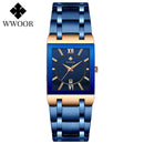 WWOOR Ladies Watch Top Brand Japanese Quartz Watches Square Black Gold Watch Stainless Steel Waterproof Fashion Women Wristwatch