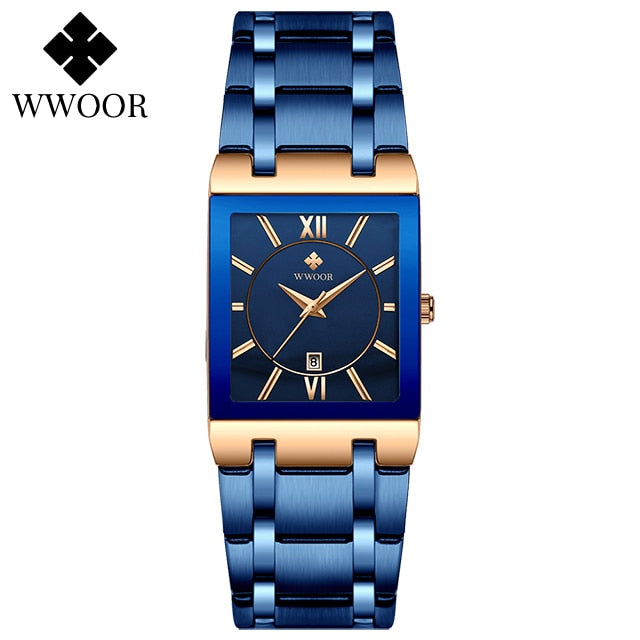 WWOOR Ladies Watch Top Brand Japanese Quartz Watches Square Black Gold Watch Stainless Steel Waterproof Fashion Women Wristwatch