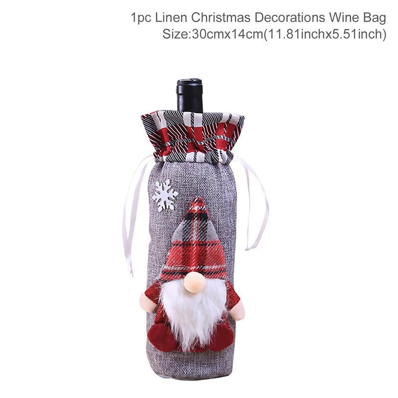 Christmas Wine Bottle Cover Merry Christmas Decorations For Home Christmas Ornament Xmas Table Decor New Year 2025 Navidad Gift