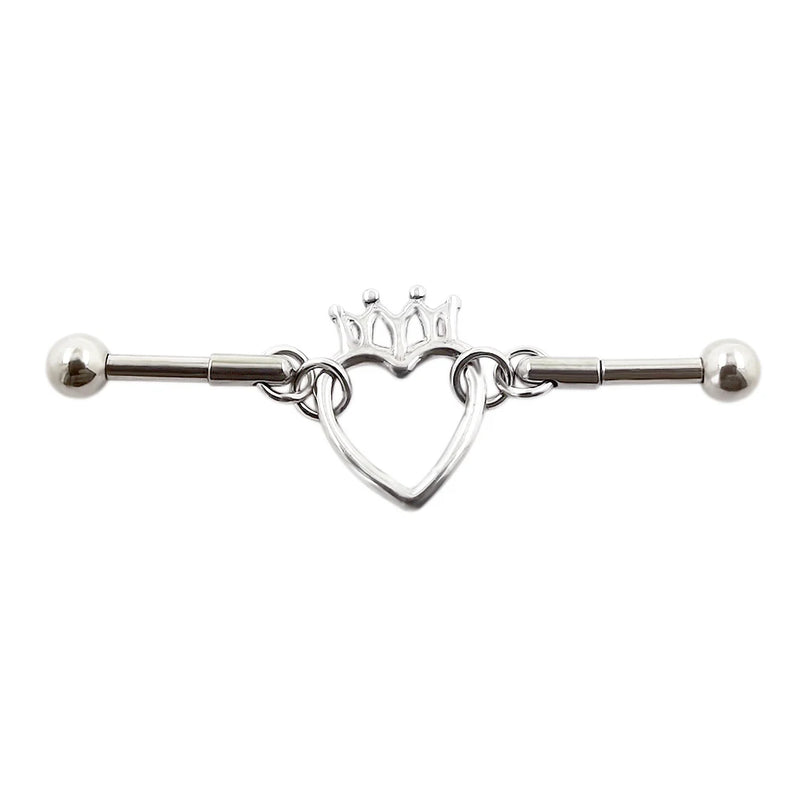 JHJT 14G Heart Industrial Piercing Surgical Steel Industrial Barbell Handcuffs Cat Star Cartilage Earring Body Jewelry
