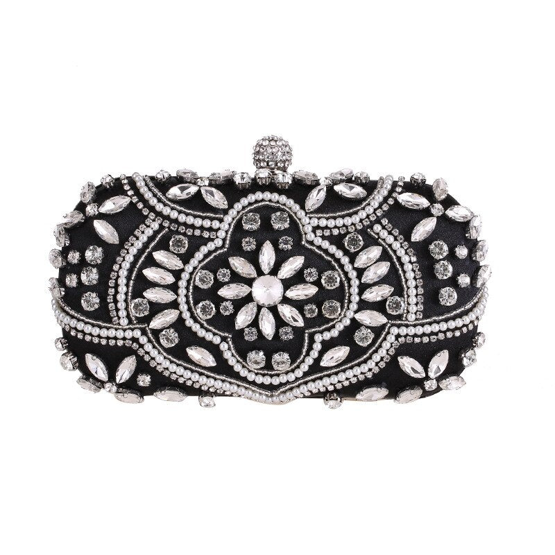 Women's Evening Clutch Bag Party Purse Luxury Wedding Clutches For Bridal Exquisite Crystal Ladies Handbag Apricot Silver Wallet
