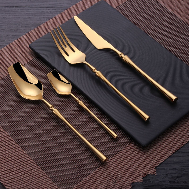 Forks Knives Spoons Dinner Set Cutlery European Wester Kitchen Dinnerware Stainless Steel Home Party Tableware Set Dinnerware