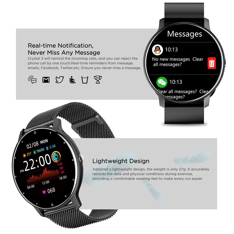 LIGE 2022 Smart watch Ladies Full touch Screen Sports Fitness watch IP67 waterproof Bluetooth For Android iOS Smart watch Female