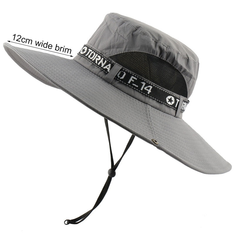 UPF 50+ Sun Hat Bucket Autumn Men Women Fishing Boonie Hat Sun UV Protection Long Large Wide Brim Mesh Hiking Outdoor Beach Cap