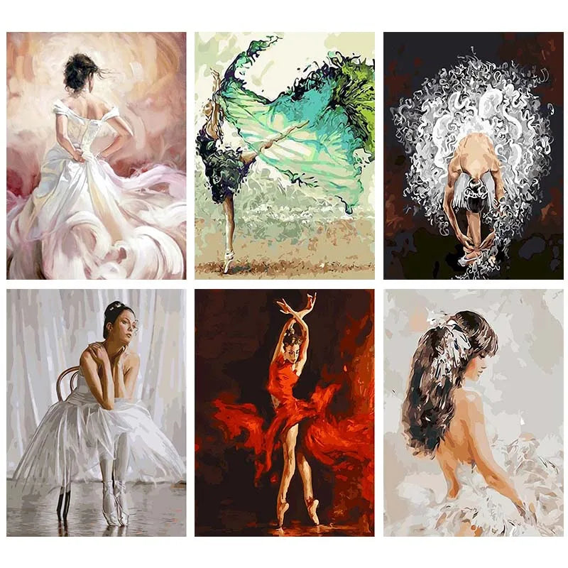 GATYZTORY Painting By Numbers Dancer DIY Canvas Drawing For Adults Red Dress Photo Frames Figure Acrylic Picture Wall Decor Home