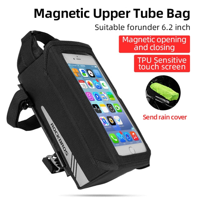 ROCKBROS Bike Bag Front Phone Bicycle Bag For Bicycle Tube Waterproof Touch Screen Saddle Package For 6.5Inch Bike Accessories