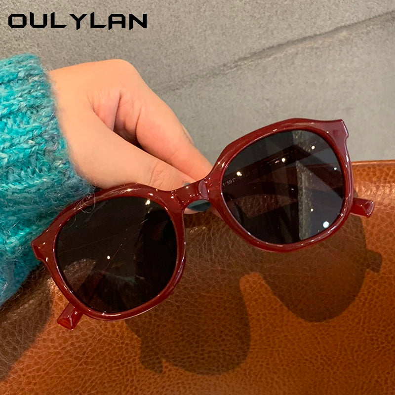 Oulylan Polygon Oval Sunglasses Women Vintage Sun Glasses Men Black Colored Eyeglasses UV400 Outdoor Eyewear Green Luxury Brand