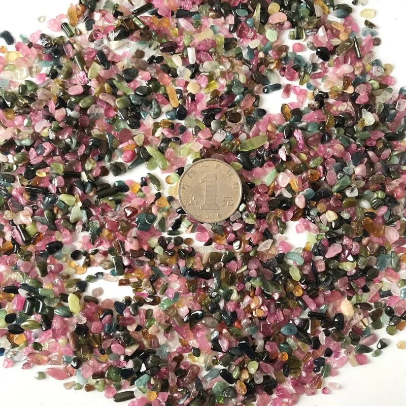 100g 5-7mm Assorted Color Tourmaline Round Cut Natural Crystal Stone Gravel Shape Stone Beads For Jewelry Bracelet Necklace DIY