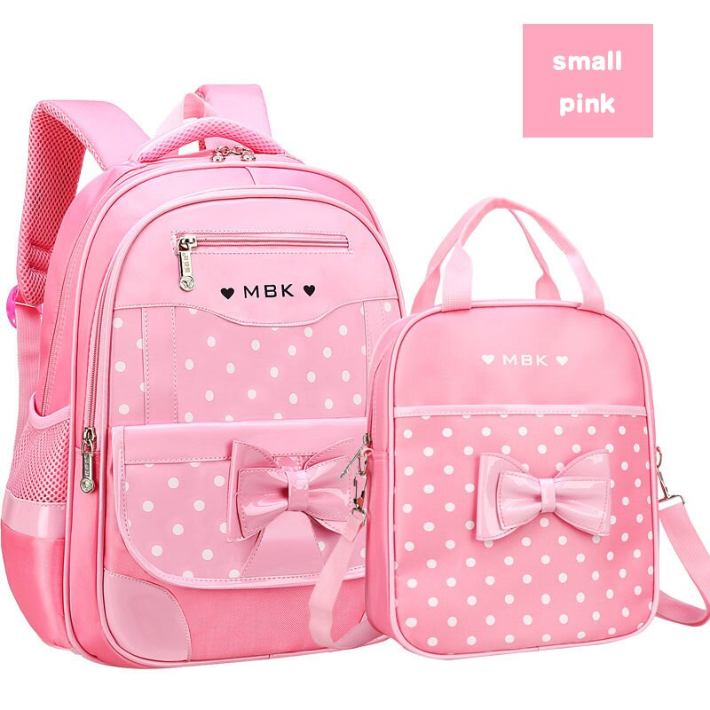 New Children School Bags Girls Dot Cute Bow Kids Backpack Set Primary School Backpacks Schoolbag Satchel Mochila Infantil