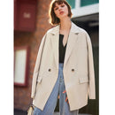 AEL Women Solid loose Blazer Autumn Winter Belted streetwear Lady Outerwear Female Casual Women Double-Breasted Button Blazer