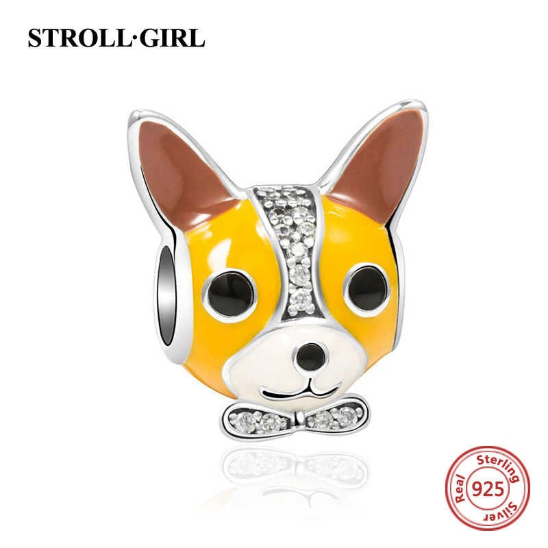 Dog Animal Footprint Beads 925 Sterling Silver Loyal Partners French Bulldog Doggy Charm Fit Bracelet for Women Diy Fine Jewelry