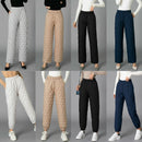 Women Winter Warm Down Cotton Pants Padded Quilted Trousers Elastic Waist Casual Trousers