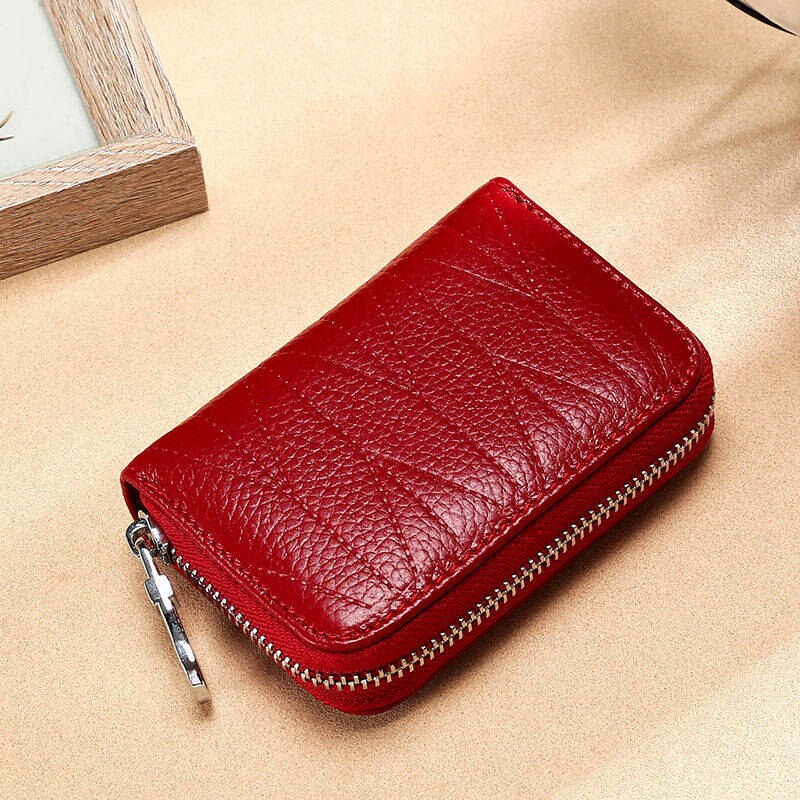 Genuine Leather Long Zipper Card Holder Wallets RFID Business Credit Card Holder Women Clutch Wallets Passport Holder Coin Purse