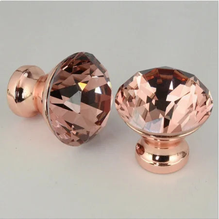 Drawer Knobs Crystal Knobs and Handles Cabinet Knobs Rose Gold Diamond Shape Pull Handle for Kitchen Bathroom Wardrobe Cupboard