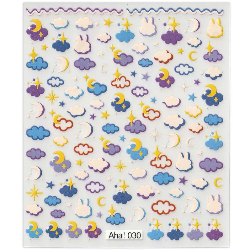 42Model Sticker Nail Decal 3D Adhesive Patch,Smile/Animal/Flower Nail Art Decorations Manicure Sticker Easter Day Design Decal-