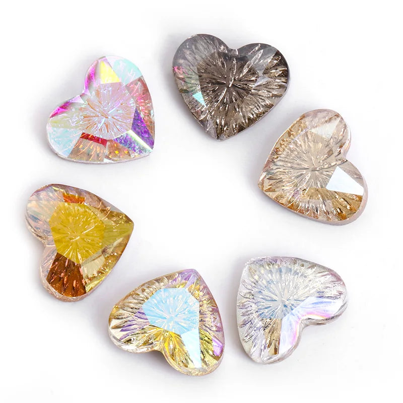 Astrobox High Quality Heart Arc-Shaped Carving 네일파 Sew On Rhinestone стразы Glass Nail Art Stone DIY Gem Diamond Nail Art Strass
