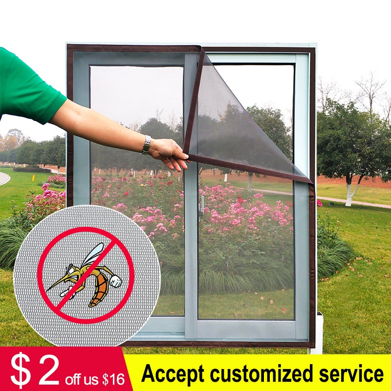 Inset Window Screen Mesh, Air Tulle Adjustable Summer Invisible Anti-Mosquito net Fiberglass Removable Washable Customize Screen