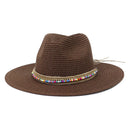 Pink Panama Hat Womens Sun Hat Straw Beach Fedora Summer Hat Wide Brim Sombreros