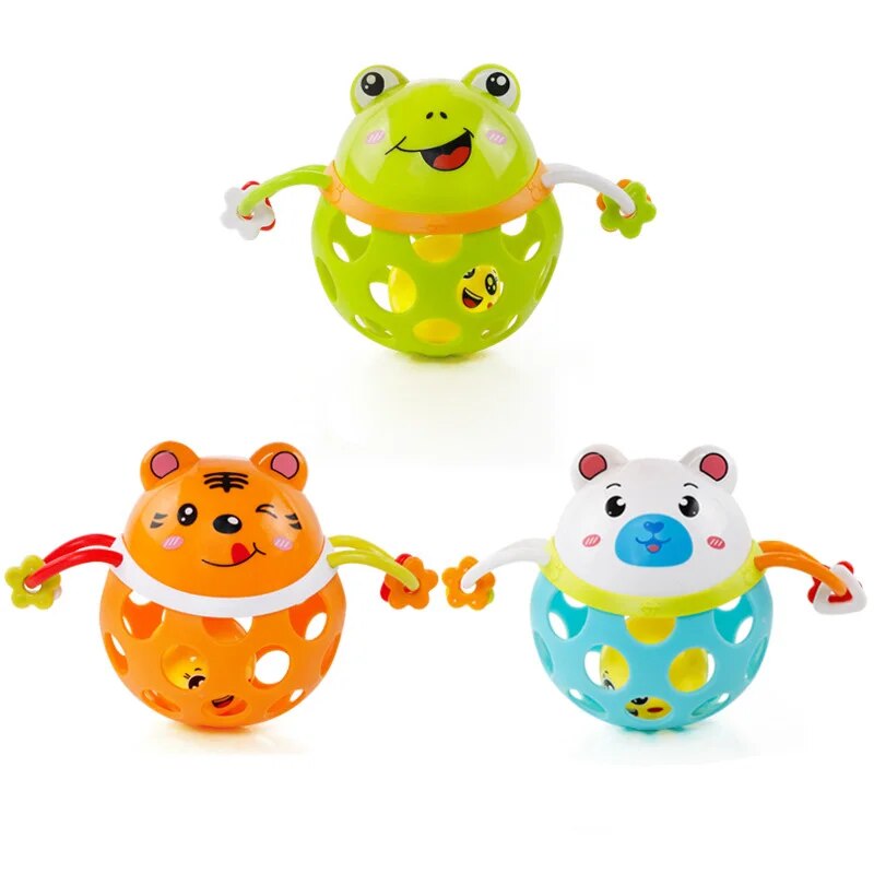 Educational Baby Toys Cartoon Animals Tumbler Baby Rattle Soft Gum Teether Newborn Infant Toys Development Rattles For Baby