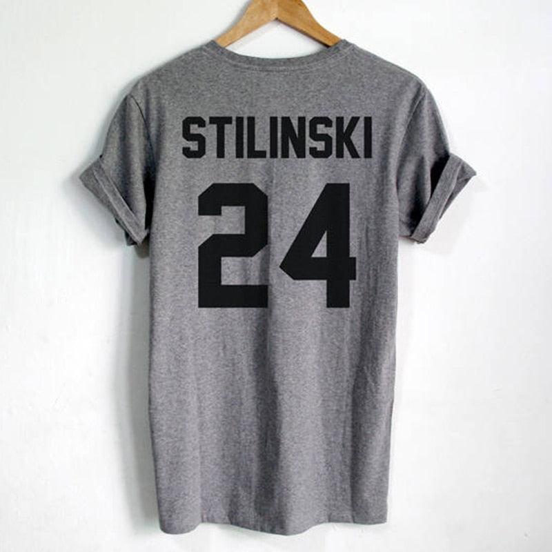 Stilinski 24 Letters Print Women Short Sleeve T Shirt Women Harajuku Kawaii Red Tshirt  Tops Teen Wolf Shirts Women Gai