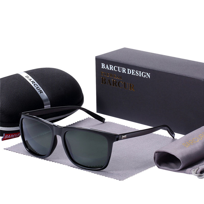 BARCUR Polarized Sun glasses for Men Aluminum Legs Sunglasses Polarized PC Frame Vintage Night Male Driving Glasses Women