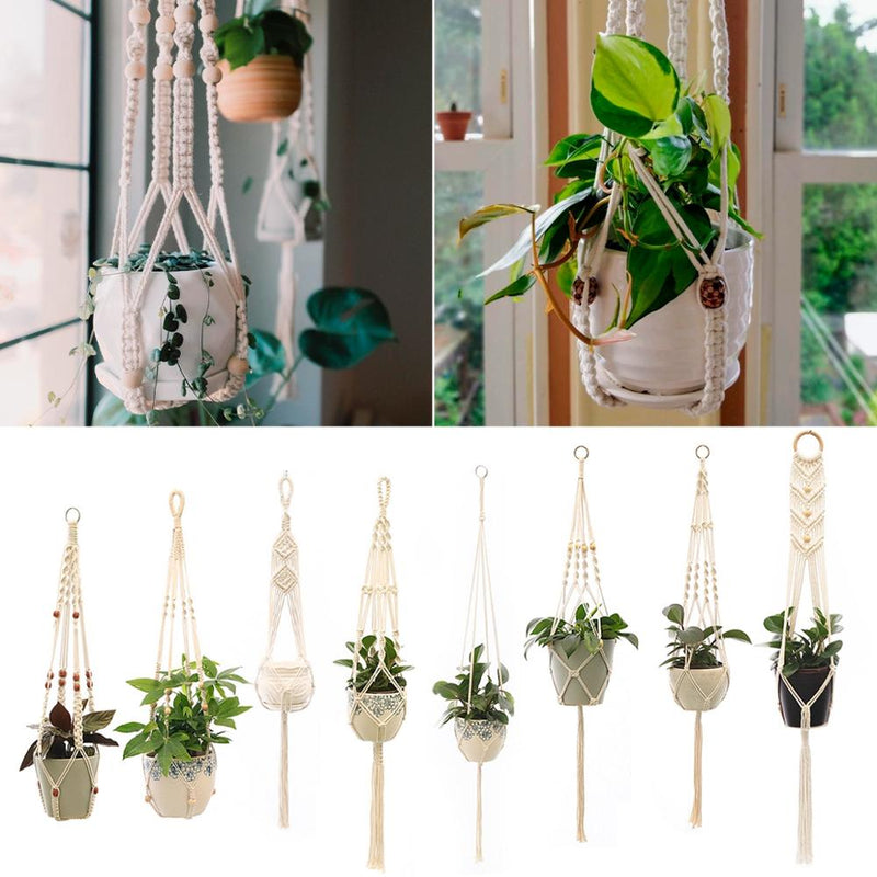 HUIRAN Flower Pot Net Bag Braided Vintage Decor Macrame Plant Hanger Hanging Flower Pot Decorative Hanging Baskets for Plants