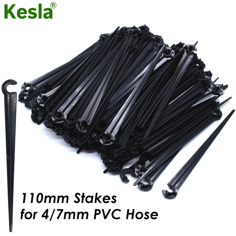 KESLA 50PCS 11cm 20cm 1/4'' Fixed Stake Support Holder for 4/7mm Watering PVC Hose DrIp Irrigation Home Garden Flowerpot Fitting