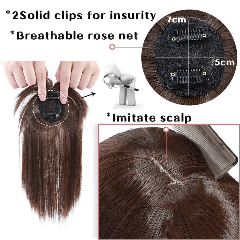 S-noilite Synthetic Clip In One Piece Hair Extension Black Brown Clip In Hairpieces With Bangs For Woman Natural Fake False Hair