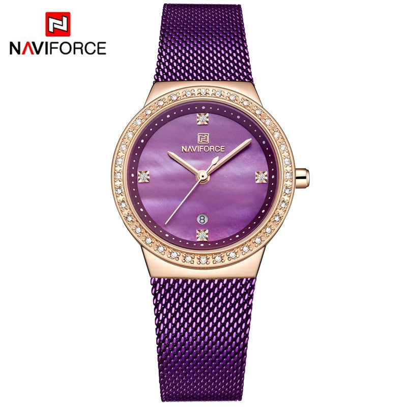Women Watch NAVIFORCE Fashion Casual Quartz Watches Ladies Waterproof Wristwatch Stainless Steel Girl Clock Relogio Feminino