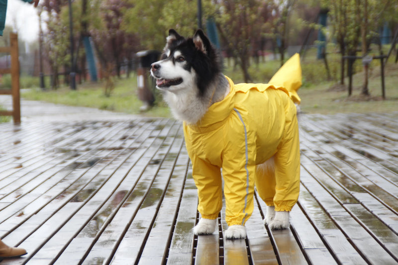 Large Dog Raincoat Waterproof Polyester Safety Reflective Stripe Rain Jacket for Golden Retriever Labrador Husky 8XL-12XL