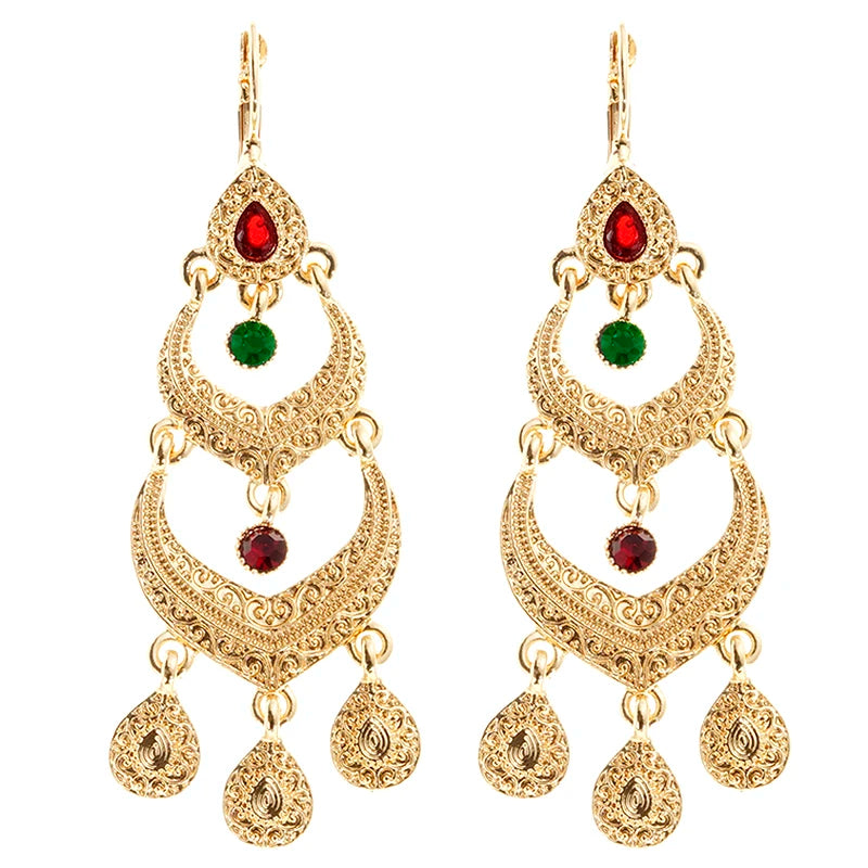 Moroccan Style Earrings for Women's Wedding Party Jewelry with Rhinestone Droplet Shape