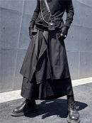 Yamamoto wind loose culottes dark false two personality small eight points trousers wide leg casual trousers male