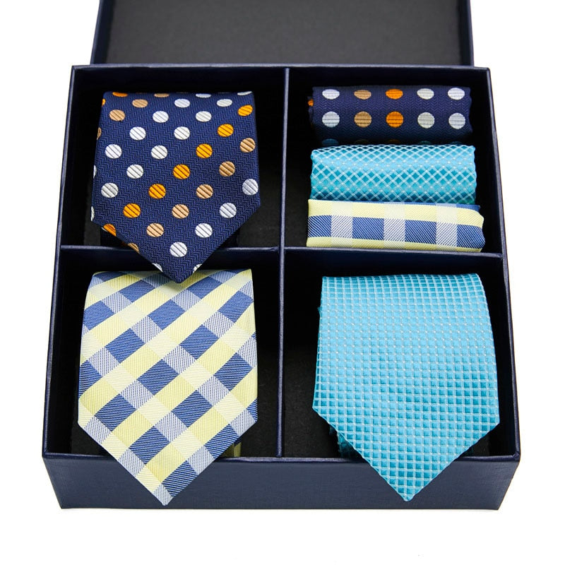 Gift box packing Silk Ties For Men Novelty Hanky  Set 3 Styles  Men&